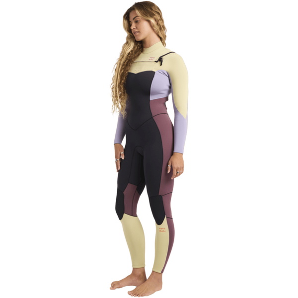 2026 Billabong Dames Synergy Natural 3/2mm Borst Ritssluiting Wetsuit 24BW193514 - Grey Violet